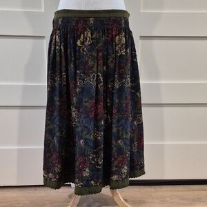Julius Lang Dark Floral Midi Skirt